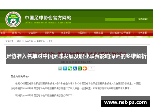 足协准入名单对中国足球发展及职业联赛影响深远的多维解析